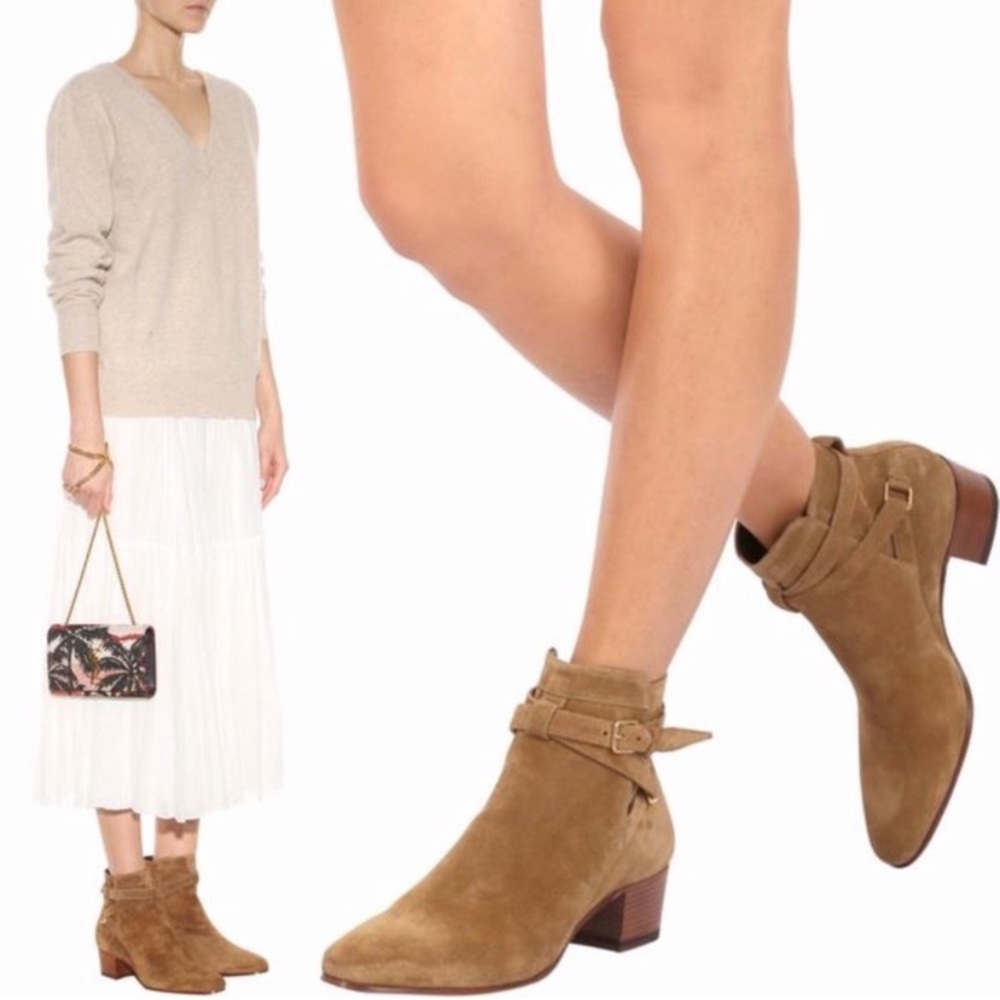 Saint Laurent Jodhpur heeled suede ankle booties